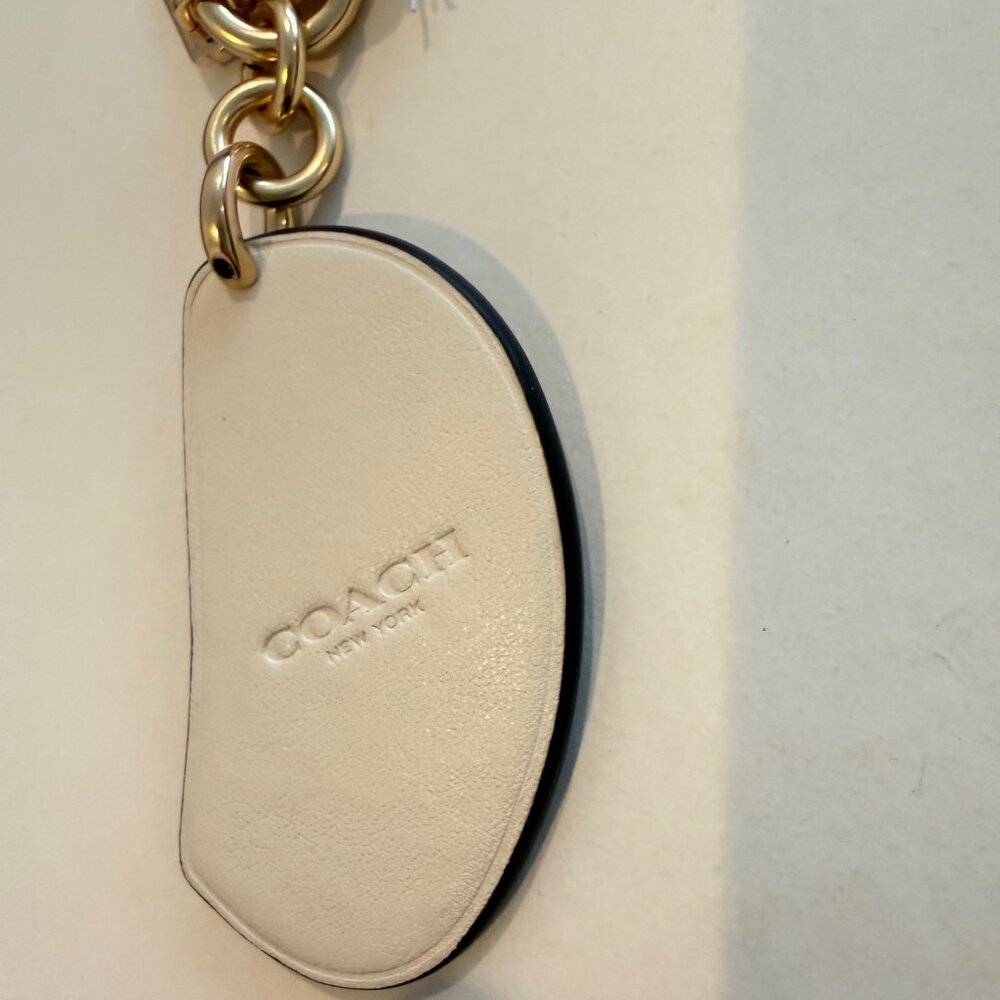 COACH orange, gold, SNAP VALET KEY FOB/ RING/ BAG CHARM, leather - Picture 7 of 10